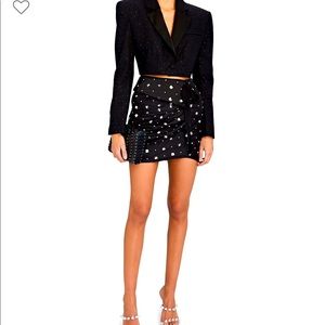 Self Portrait Black squined taffeta skirt